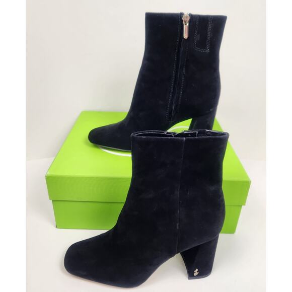 Sam Edelman Codie Ankle Bootie Size 7.5 M Black Suede Block Heel Excellent Cond - Picture 1 of 10